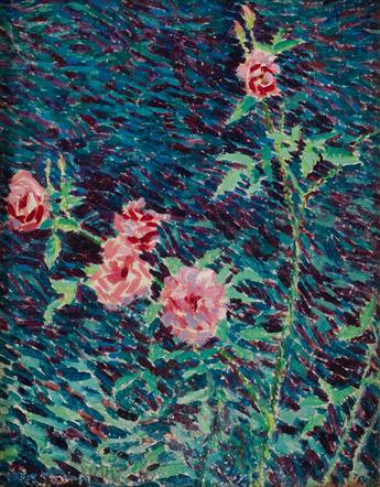 WHITNEY M. HUBBARD Two oil studies of roses.